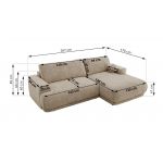 Narożnik RINA L - strona prawa - beżowy, szenil grubo tkany