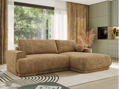 Narożnik RINA L - strona prawa - jasnobrązowy, szenil grubo tkany