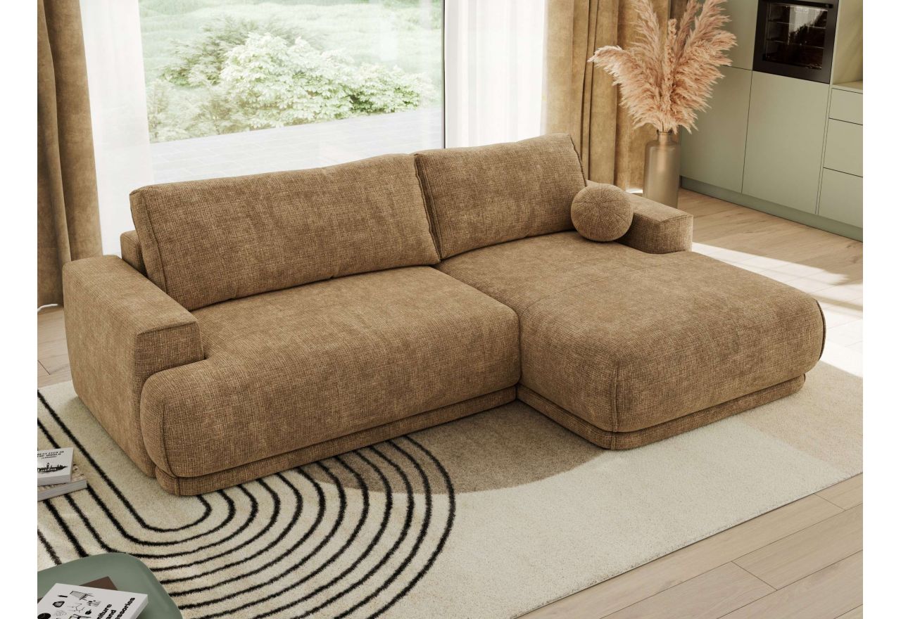 Narożnik RINA L - strona prawa - jasnobrązowy, szenil grubo tkany