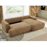 Narożnik RINA L - strona prawa - jasnobrązowy, szenil grubo tkany