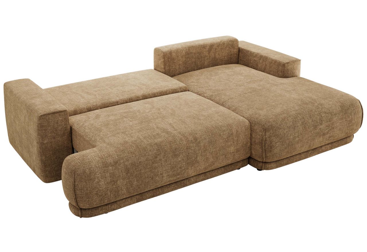 Narożnik RINA L - strona prawa - jasnobrązowy, szenil grubo tkany