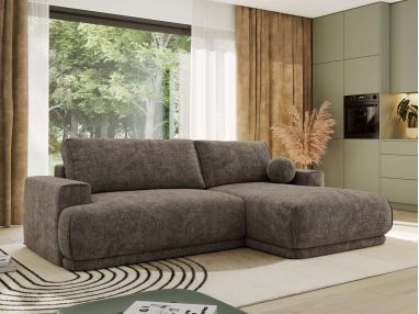 Narożnik RINA L - strona prawa - brązowy, szenil grubo tkany