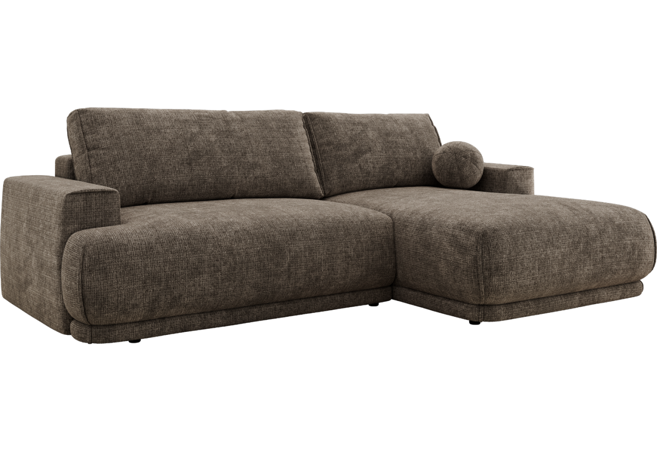 Narożnik RINA L - strona prawa - brązowy, szenil grubo tkany