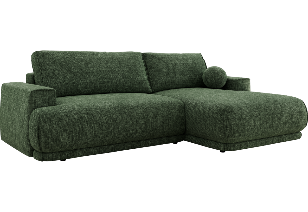 Narożnik RINA L - strona prawa - ciemnozielony, szenil grubo tkany