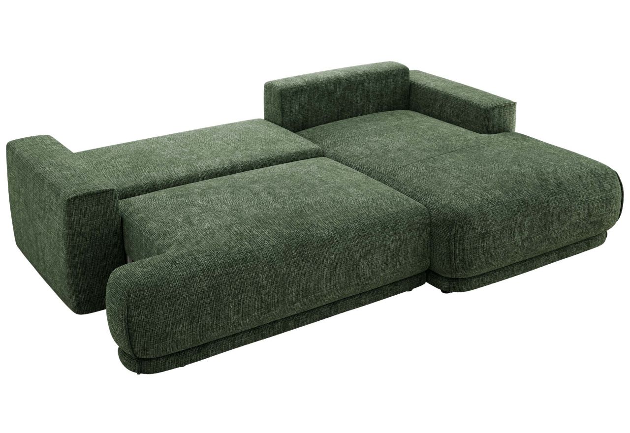 Narożnik RINA L - strona prawa - ciemnozielony, szenil grubo tkany