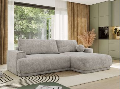 Narożnik RINA L - strona prawa - jasnoszary, szenil grubo tkany