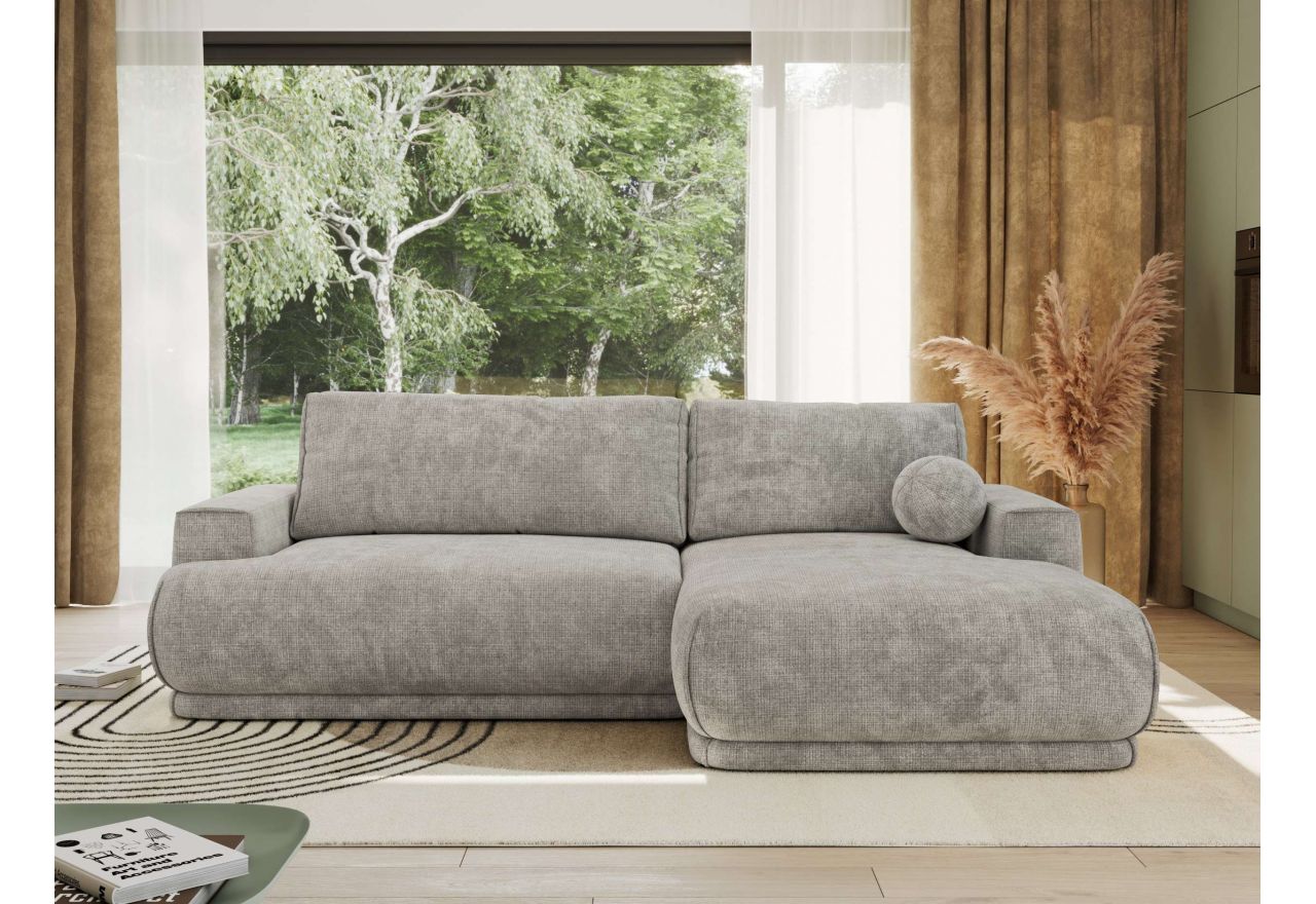 Narożnik RINA L - strona prawa - jasnoszary, szenil grubo tkany