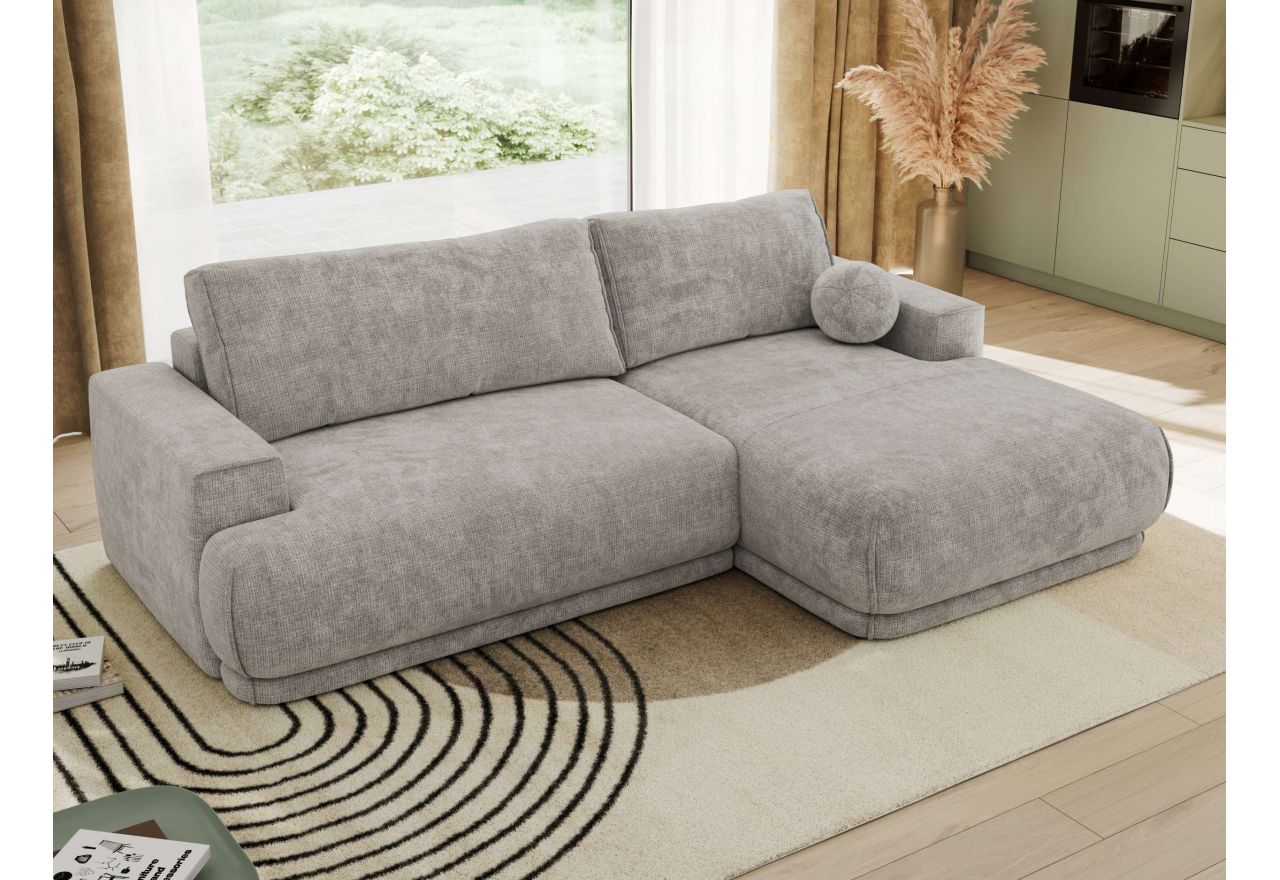 Narożnik RINA L - strona prawa - jasnoszary, szenil grubo tkany