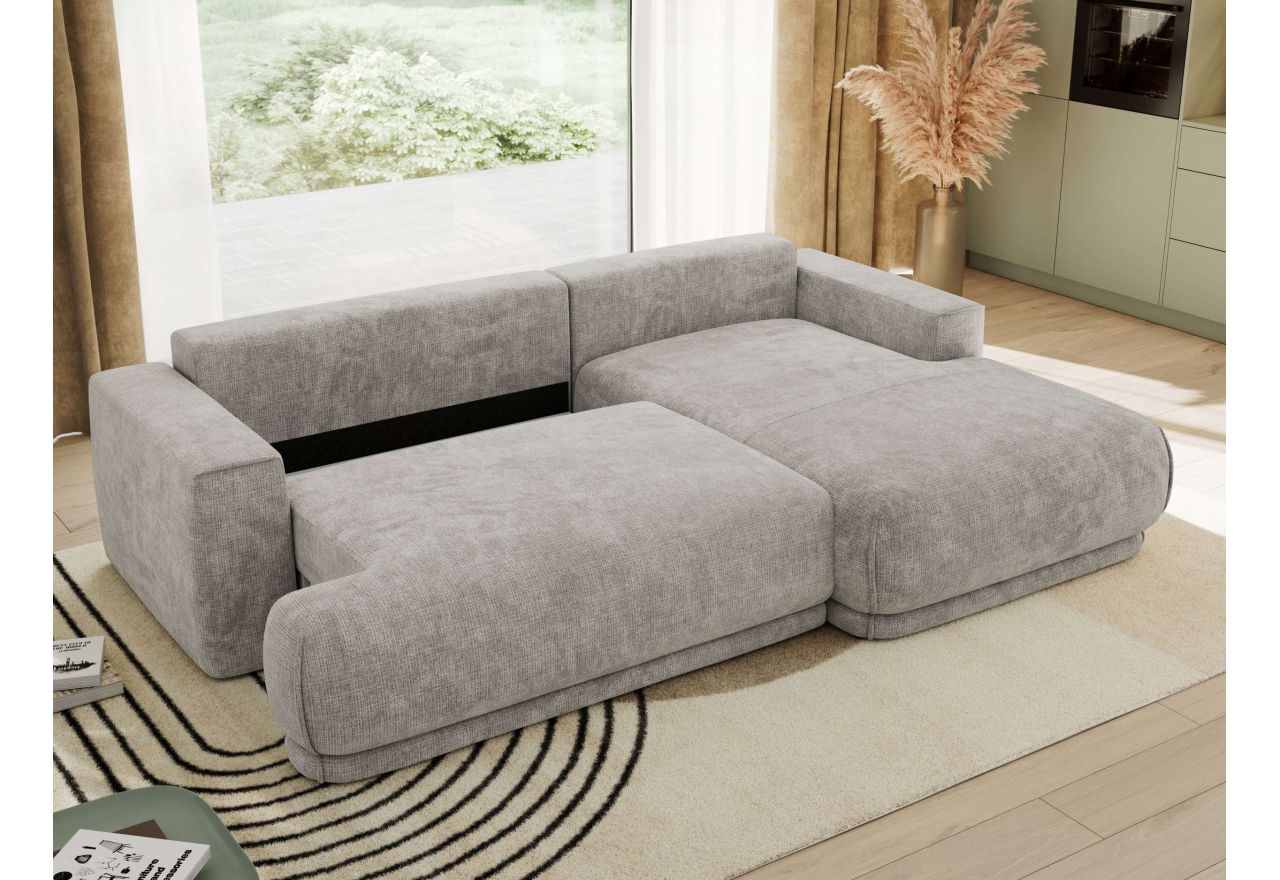 Narożnik RINA L - strona prawa - jasnoszary, szenil grubo tkany