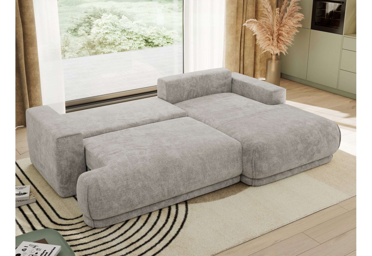 Narożnik RINA L - strona prawa - jasnoszary, szenil grubo tkany