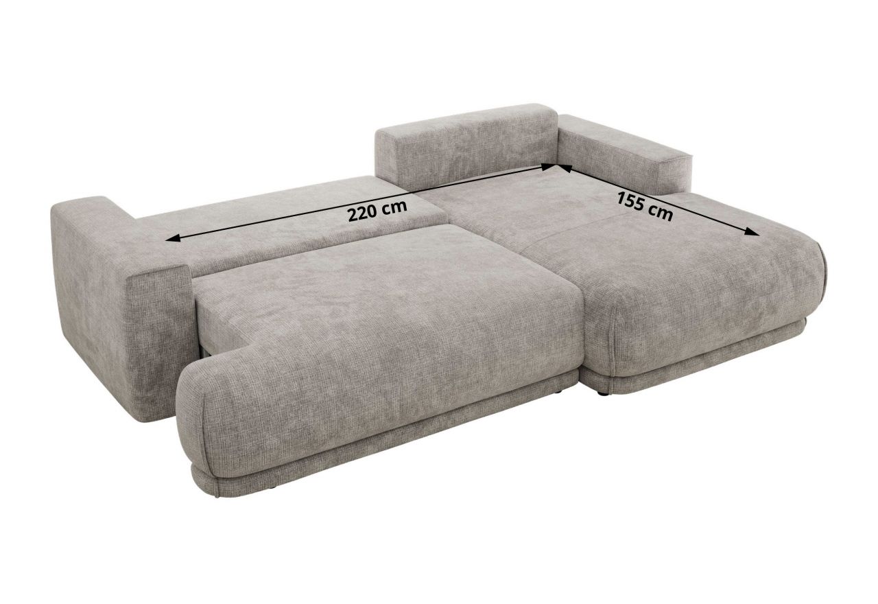 Narożnik RINA L - strona prawa - jasnoszary, szenil grubo tkany