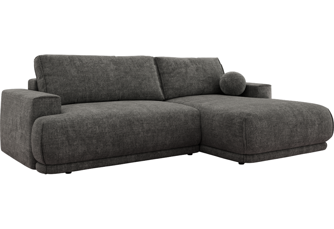 Narożnik RINA L - strona prawa - szary, szenil grubo tkany