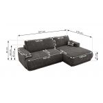 Narożnik RINA L - strona prawa - szary, szenil grubo tkany