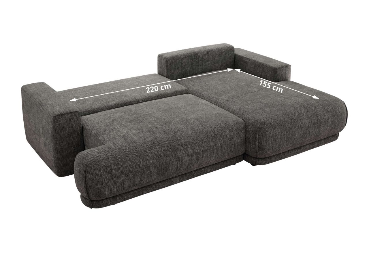 Narożnik RINA L - strona prawa - szary, szenil grubo tkany