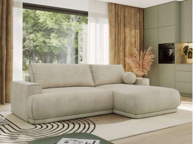 Narożnik RINA L - strona prawa - beżowy, welwet