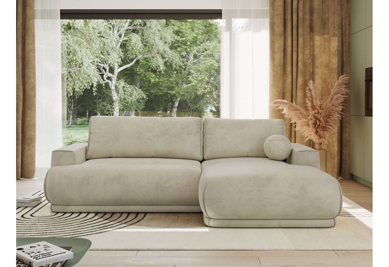 Narożnik RINA L - strona prawa - beżowy, welwet