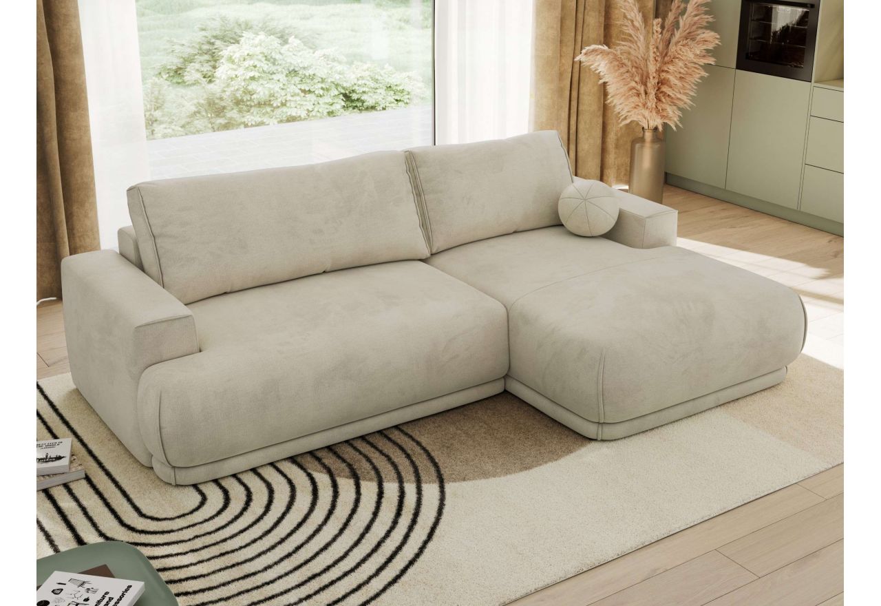 Narożnik RINA L - strona prawa - beżowy, welwet