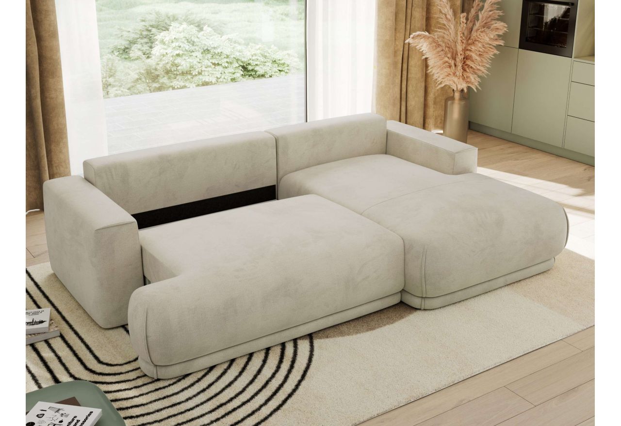 Narożnik RINA L - strona prawa - beżowy, welwet