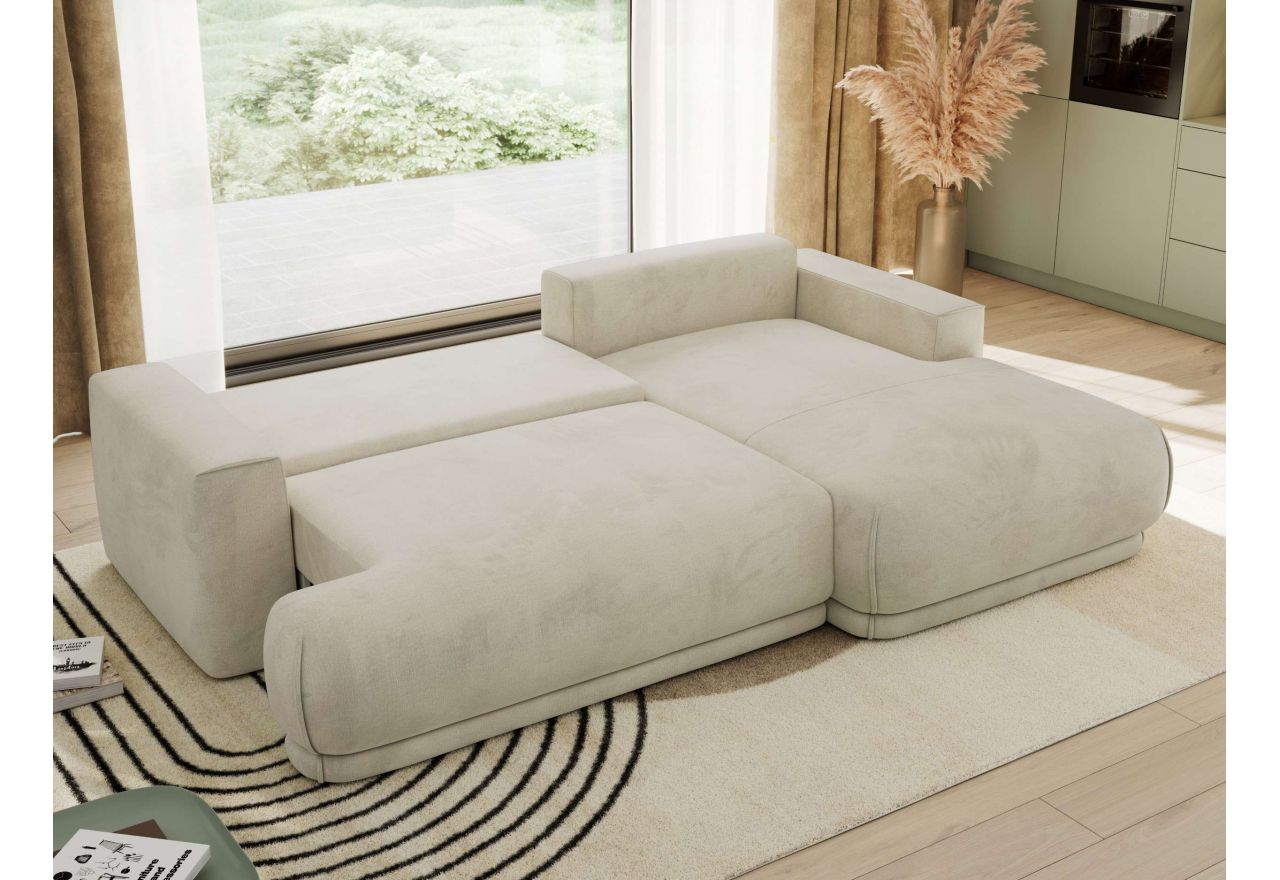 Narożnik RINA L - strona prawa - beżowy, welwet