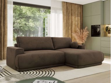 Narożnik RINA L - strona prawa - brązowy, welwet