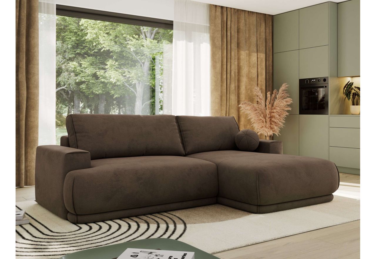 Narożnik RINA L - strona prawa - brązowy, welwet