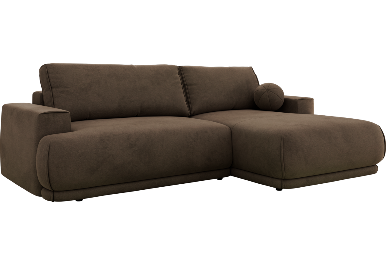 Narożnik RINA L - strona prawa - brązowy, welwet