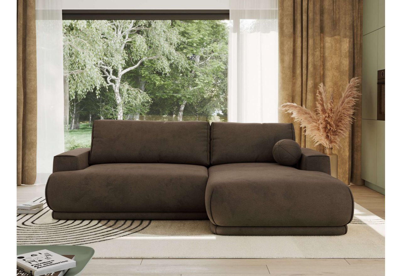 Narożnik RINA L - strona prawa - brązowy, welwet