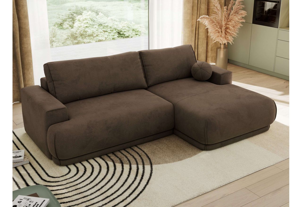 Narożnik RINA L - strona prawa - brązowy, welwet