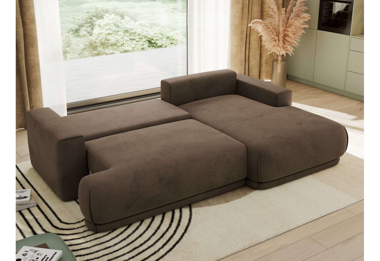 Narożnik RINA L - strona prawa - brązowy, welwet