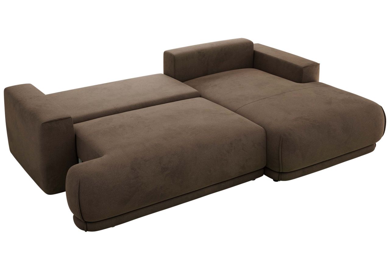 Narożnik RINA L - strona prawa - brązowy, welwet