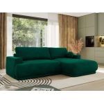 Narożnik RINA L - strona prawa - ciemnozielony, welwet