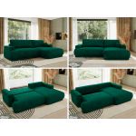 Narożnik RINA L - strona prawa - ciemnozielony, welwet