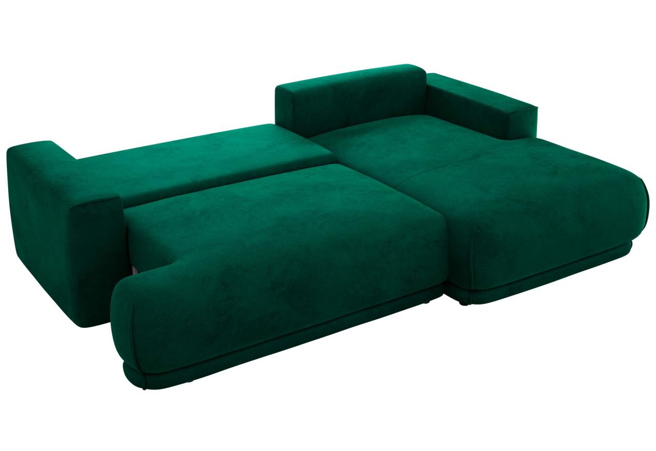 Narożnik RINA L - strona prawa - ciemnozielony, welwet