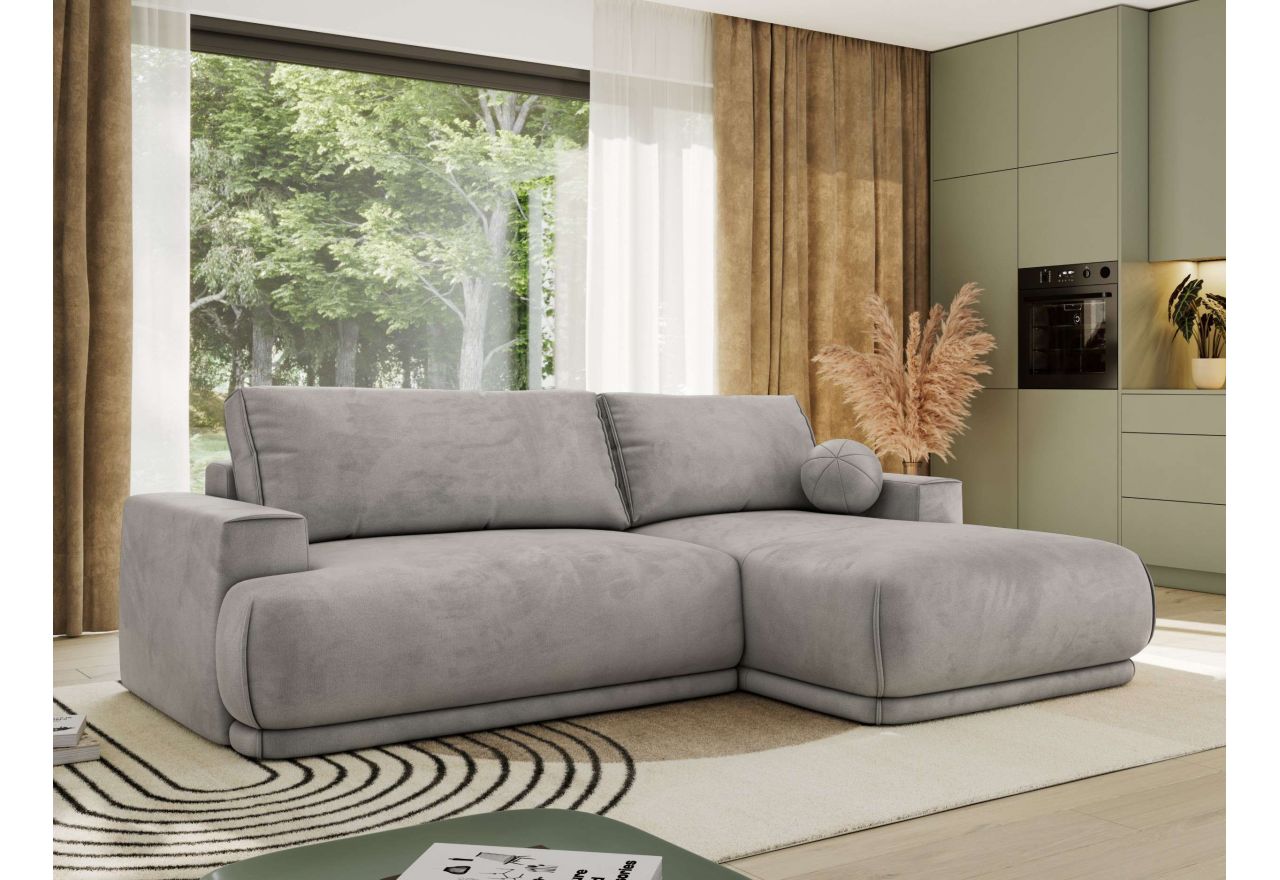 Narożnik RINA L - strona prawa - jasnoszary, welwet