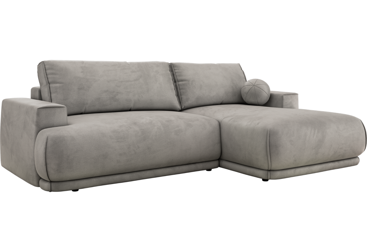 Narożnik RINA L - strona prawa - jasnoszary, welwet