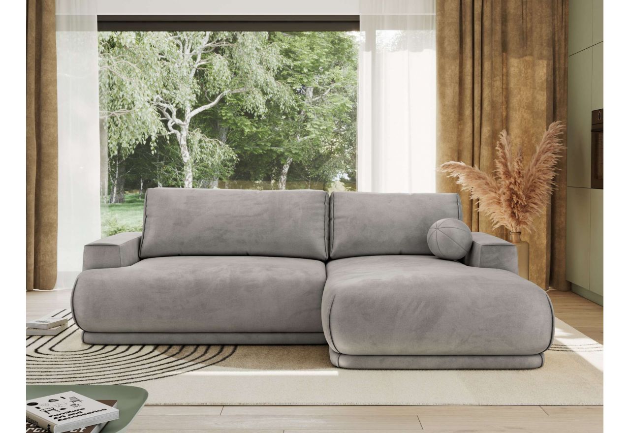 Narożnik RINA L - strona prawa - jasnoszary, welwet