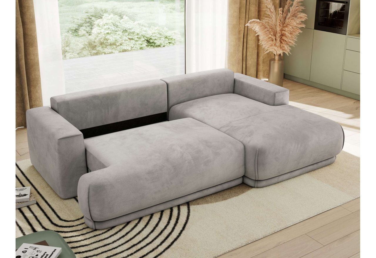 Narożnik RINA L - strona prawa - jasnoszary, welwet