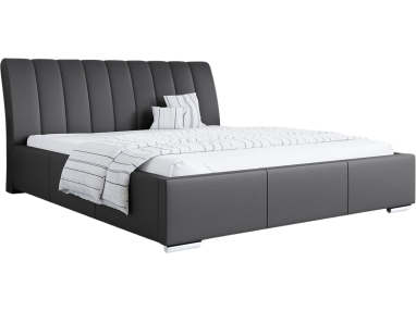 Nowoczesne łóżko tapicerowane w czarnej ecoskórze do sypialni - MARLEN 120x200 cm / MADRYT 9100