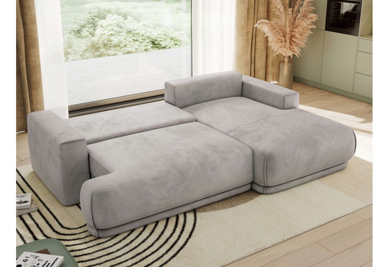 Narożnik RINA L - strona prawa - jasnoszary, welwet