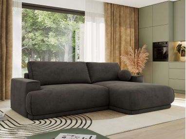 Narożnik RINA L - strona prawa - ciemnoszary, welwet