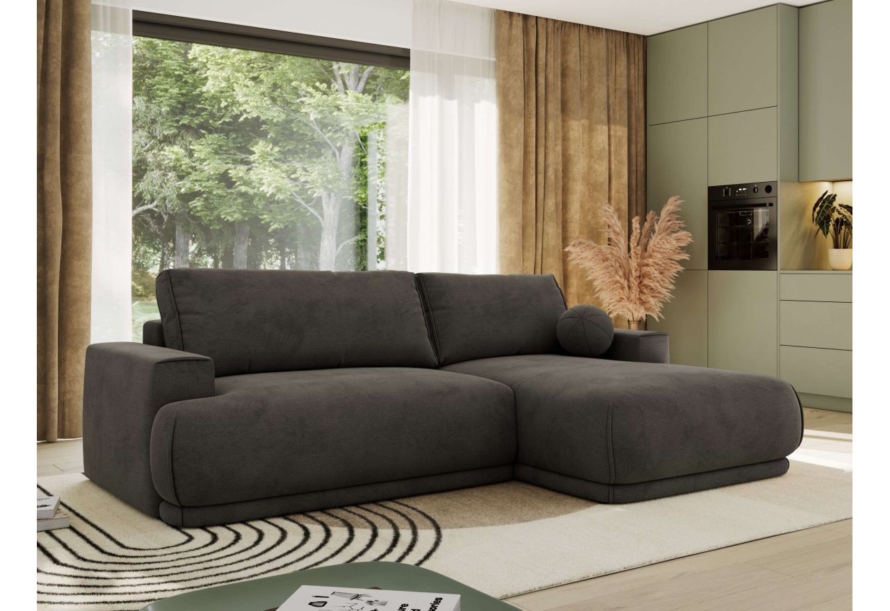 Narożnik RINA L - strona prawa - ciemnoszary, welwet