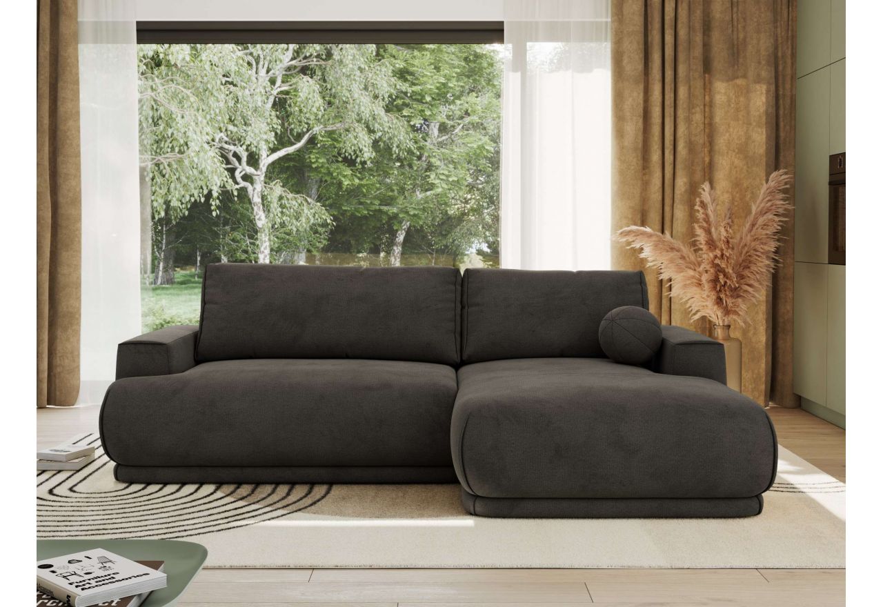 Narożnik RINA L - strona prawa - ciemnoszary, welwet