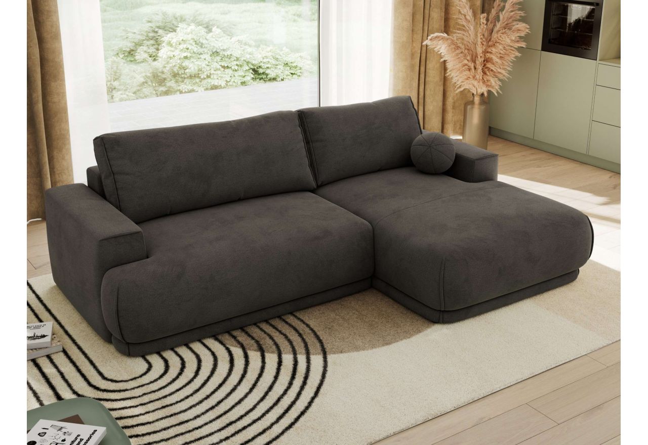 Narożnik RINA L - strona prawa - ciemnoszary, welwet