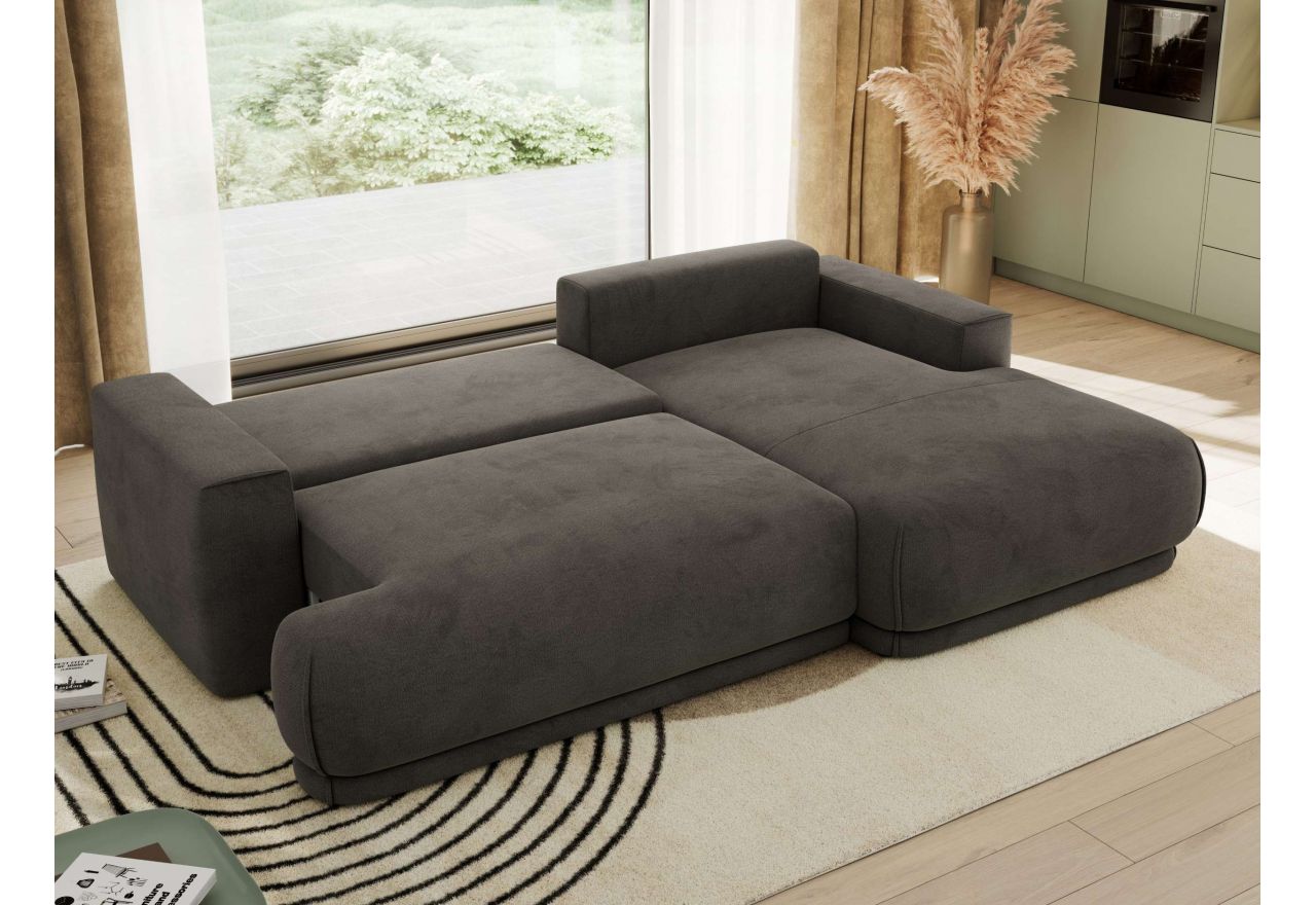 Narożnik RINA L - strona prawa - ciemnoszary, welwet