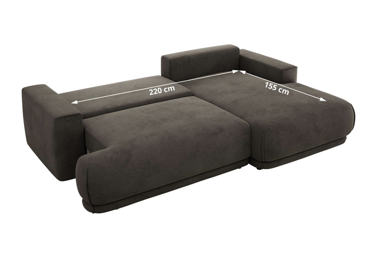 Narożnik RINA L - strona prawa - ciemnoszary, welwet