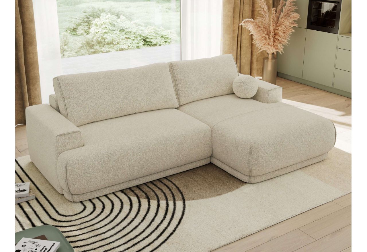 Narożnik RINA L - strona prawa - kremowy, struktura