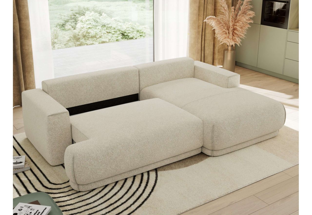 Narożnik RINA L - strona prawa - kremowy, struktura