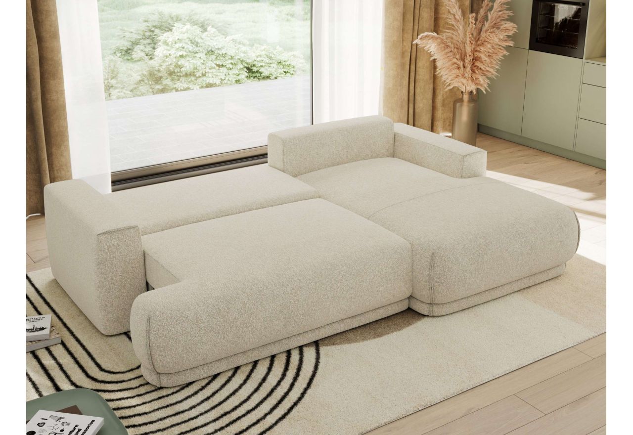 Narożnik RINA L - strona prawa - kremowy, struktura