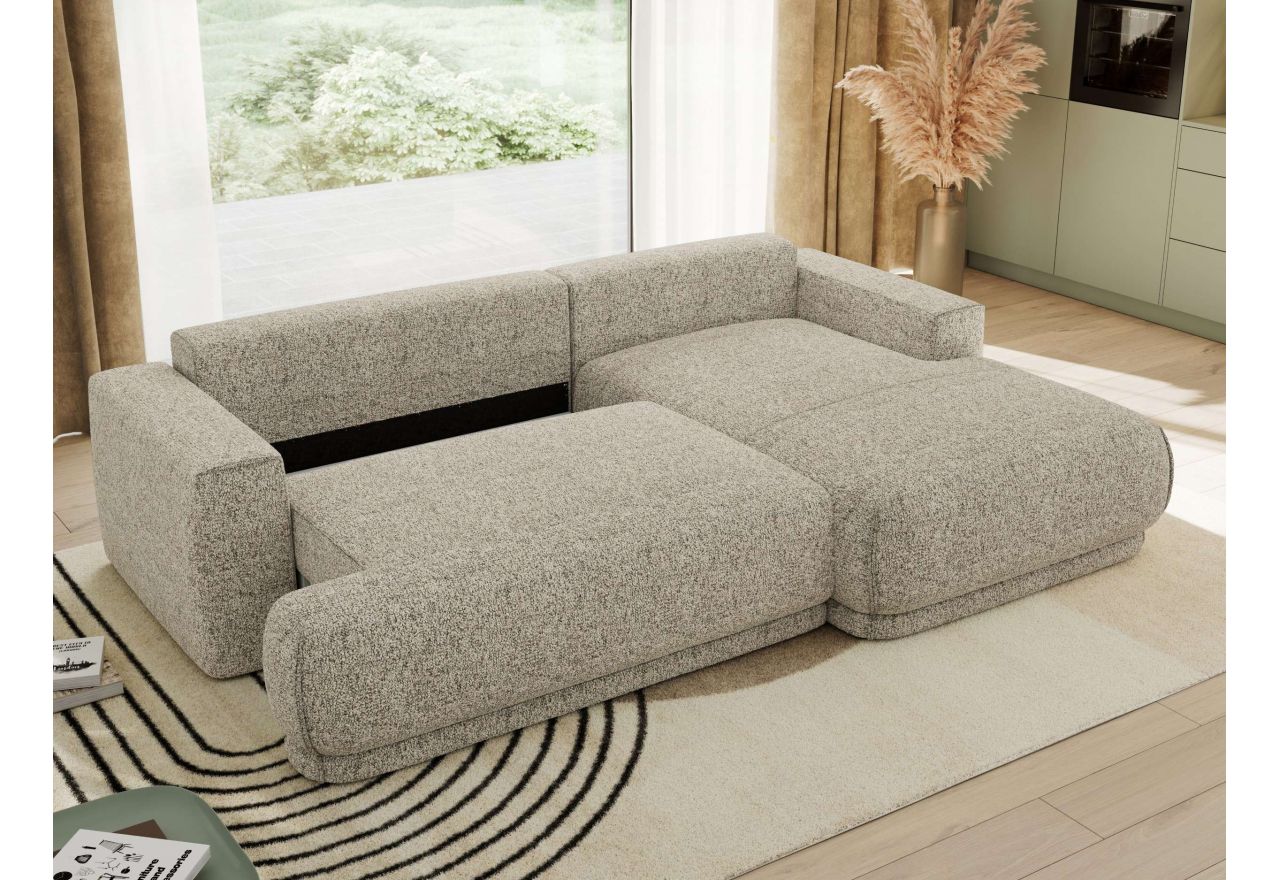 Narożnik RINA L - strona prawa - beżowy, struktura