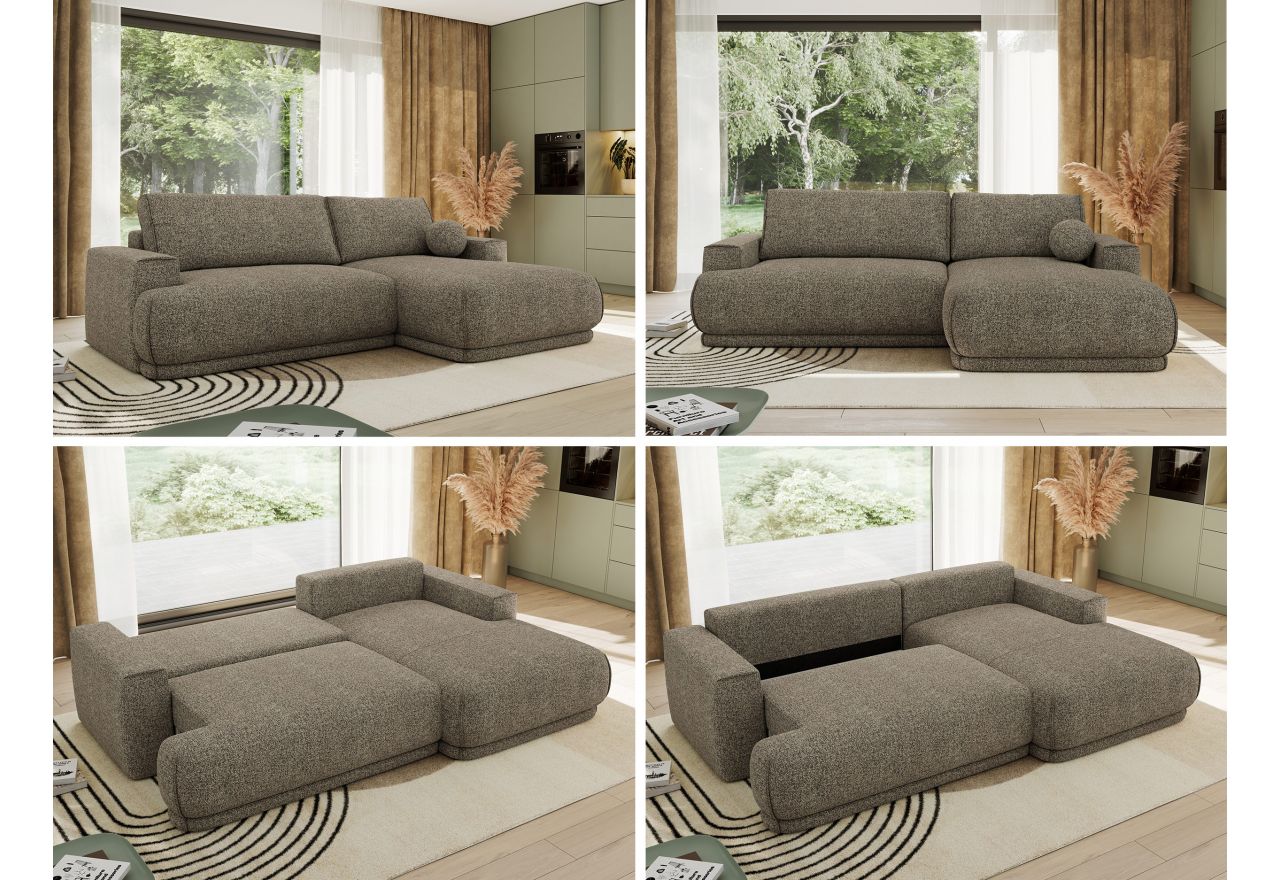 Narożnik RINA L - strona prawa - szary, struktura